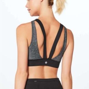 🍋Lululemon🍋 Run The Day Bra Fractal Dark Starlight Black Gray Nulux Mesh